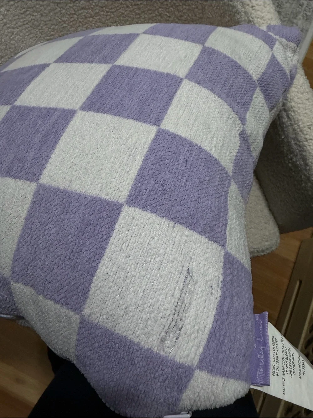 Lavender Checkered Throw Pillow - Soft Home Accent